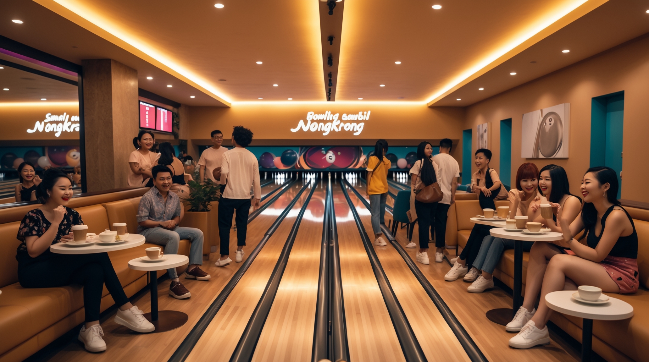 Peserta Bowling Tour bersorak setelah menang